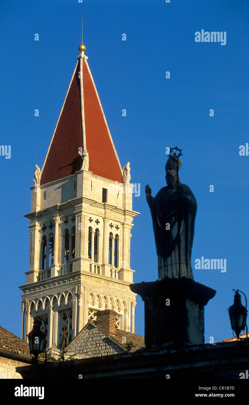Croatia, Dalmatia, Dalmatian Coast, Trogir, historical center UNESCO World Heritage, St Lawrence Cathedral Stock Photo