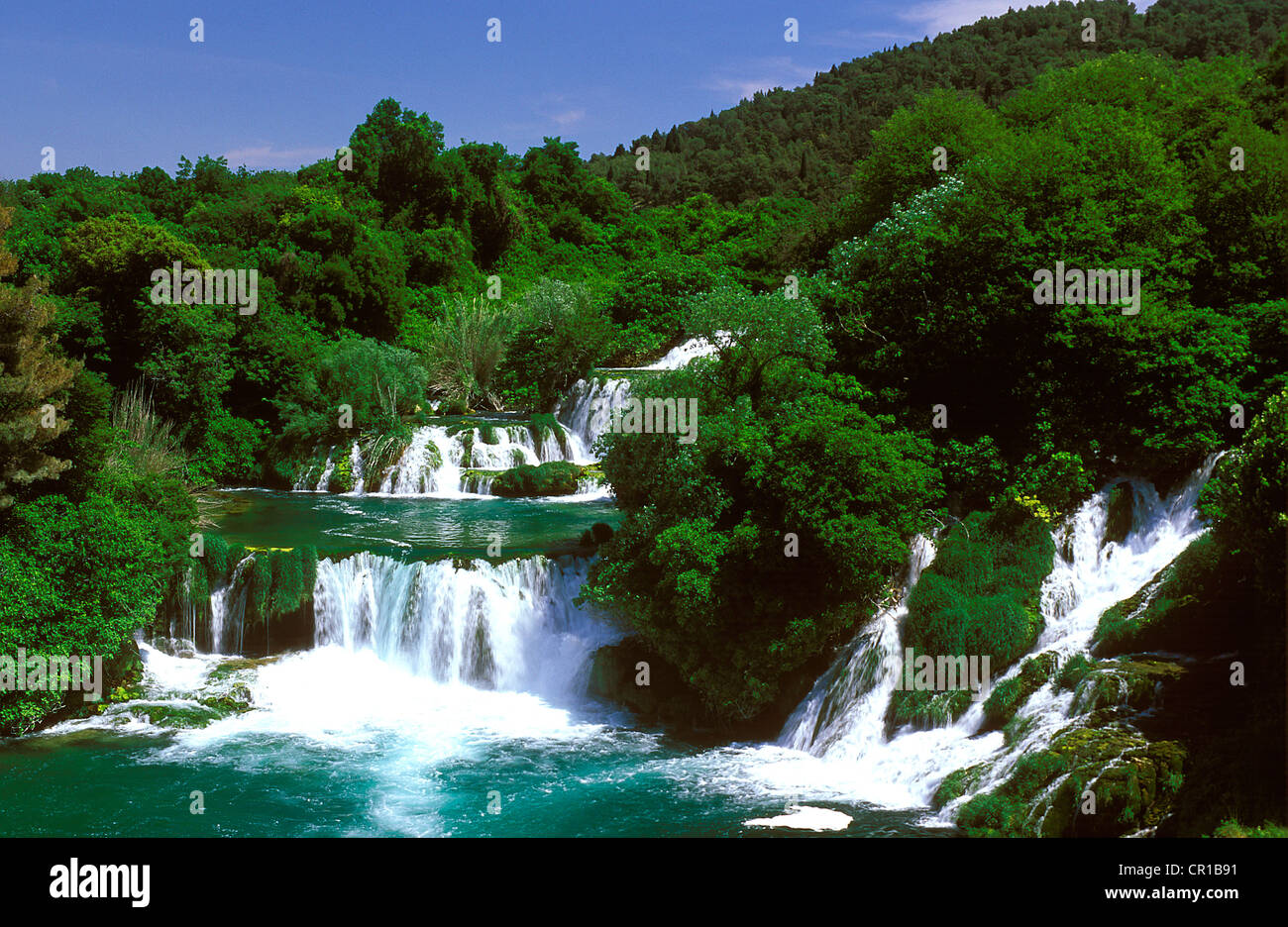 Croatia, Central Dalmatia, Krka National Park, Krka River Falls Stock Photo