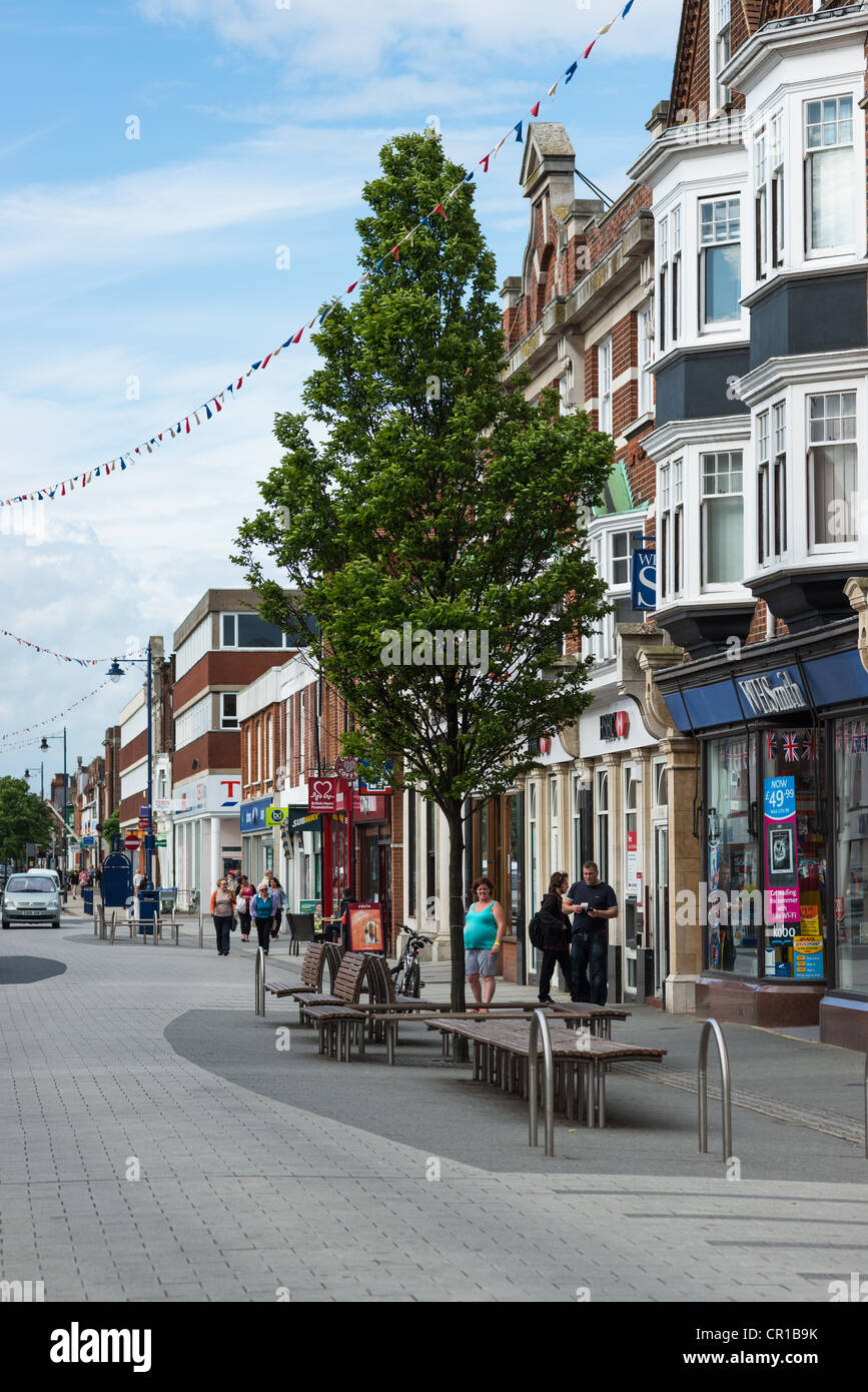 Hamilton Road, the main shopping street in Felixstowe, Suffolk, UK. Stock Photo