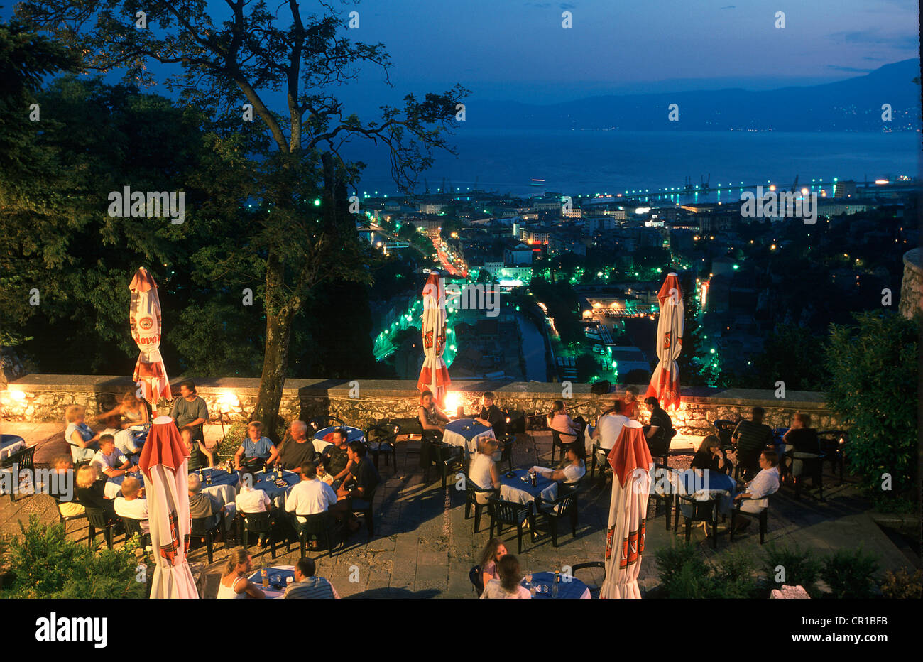 Croatia, Istria, Adriatic Coast, Labin, Rijeka, Trsat, Kastel Cafe Stock Photo