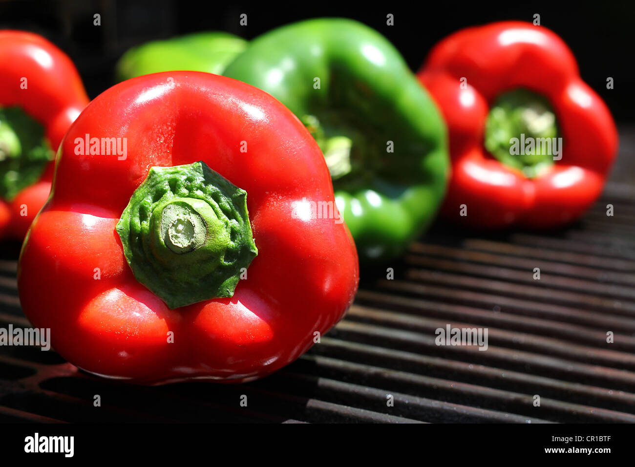 Barbecued Red and Green Peppers Stock Photo - Alamy