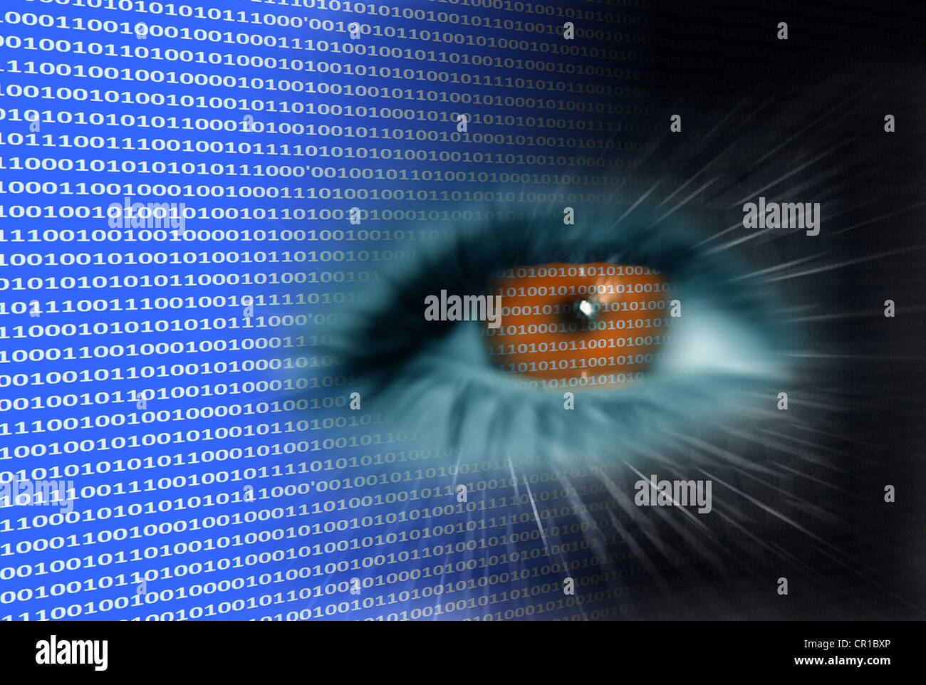 Multimedia eye, symbolic image for data stream analysis Stock Photo