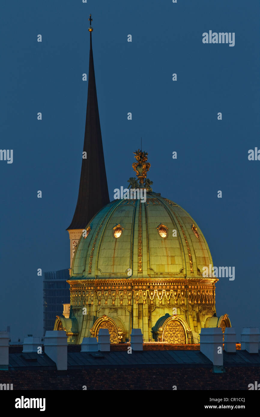 Dome of the Michaelertor of the Hofburg Palace with St. Michael's church from the Natural History Museum, Vienna, Austria Stock Photo