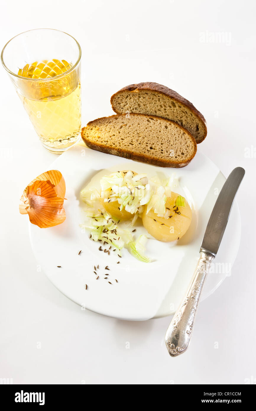 Traditional dish of Frankfurt, seasoned German hand cheese or Harz