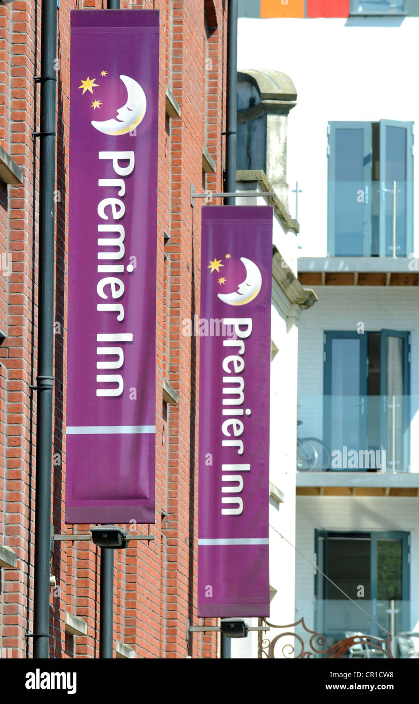 Premier Inn sign, UK Stock Photo
