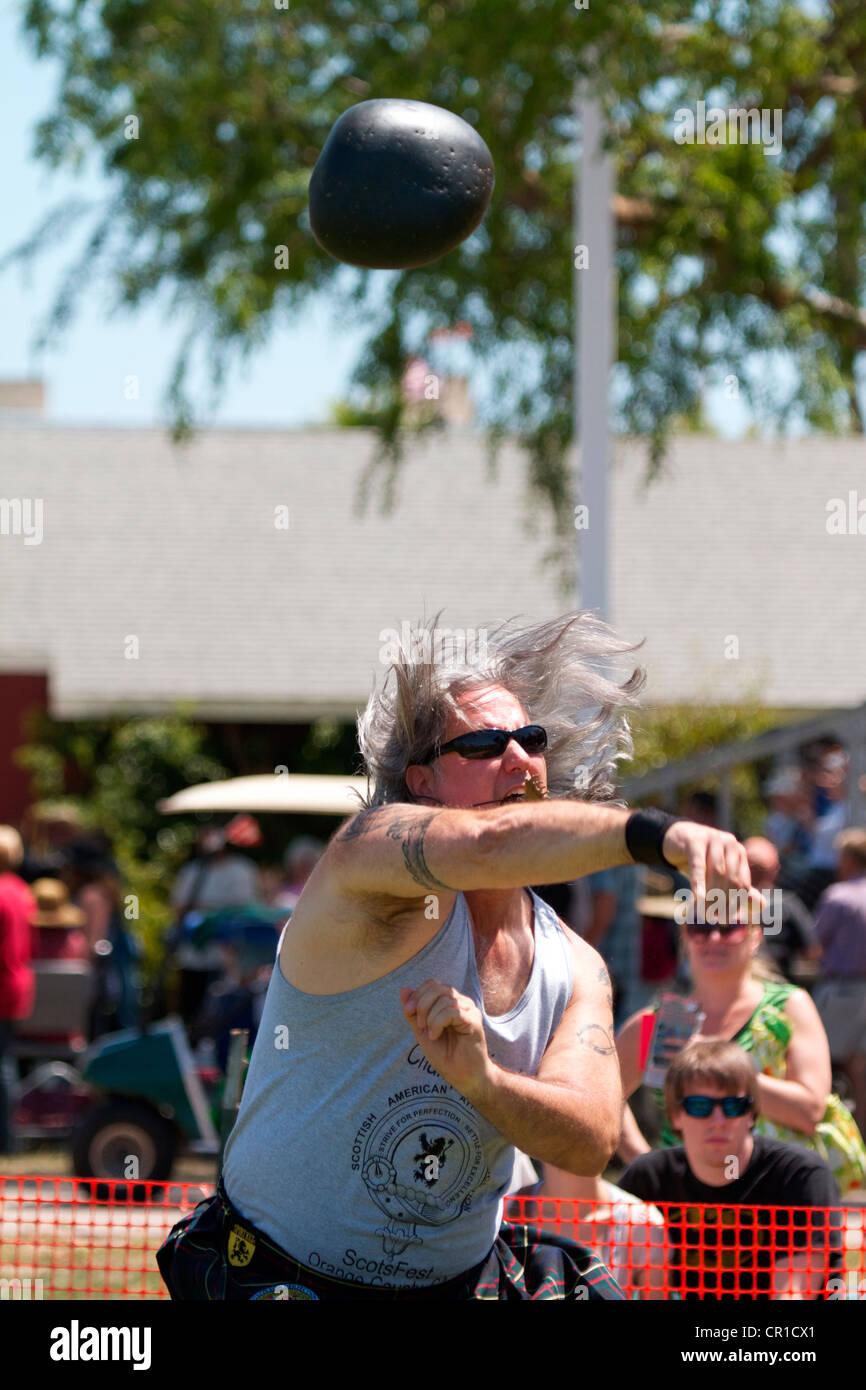 Putting the stone at the Scottish Festival Orange County Fairgrounds