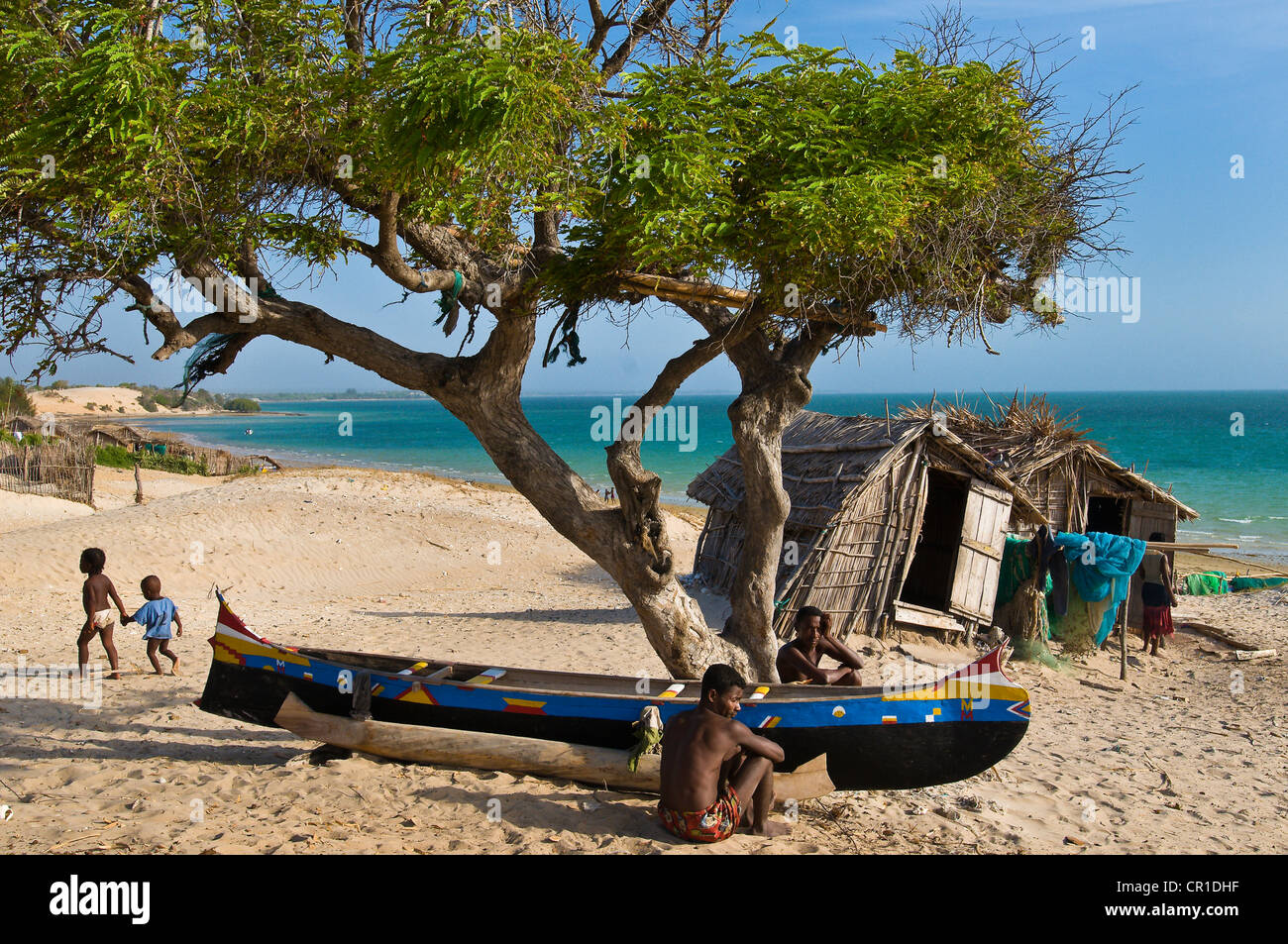 Madagascar, former Province of Toliara, South West Coast, the beach of Ambolomailaka Vezo village Photo -