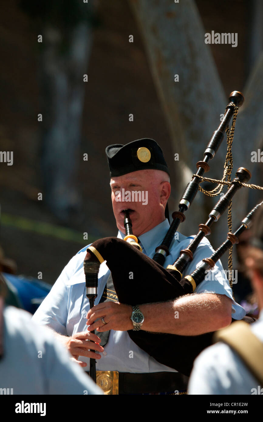 Scottish bagpipers at the Sottish festival and Highland games Costa Mesa California USA Stock Photo