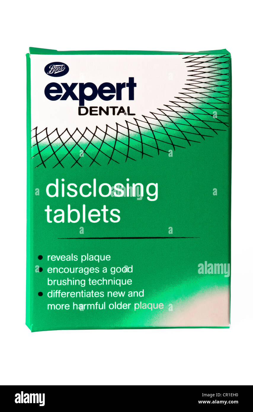 Boots disclosing tablets Stock Photo