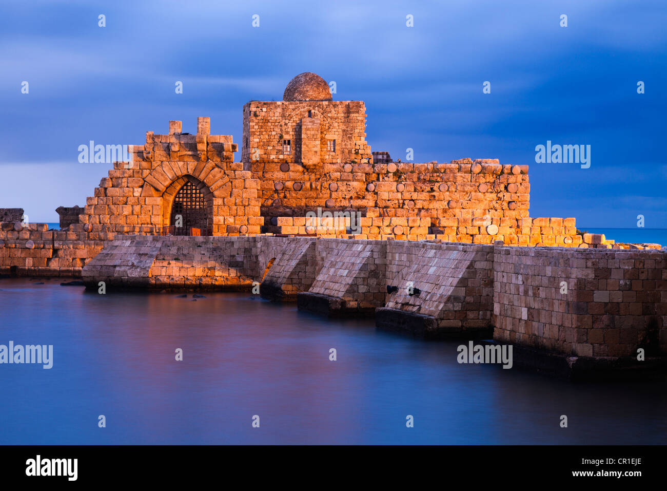 Lebanon, Sidon, Sidon Sea Castle at dusk Stock Photo Alamy