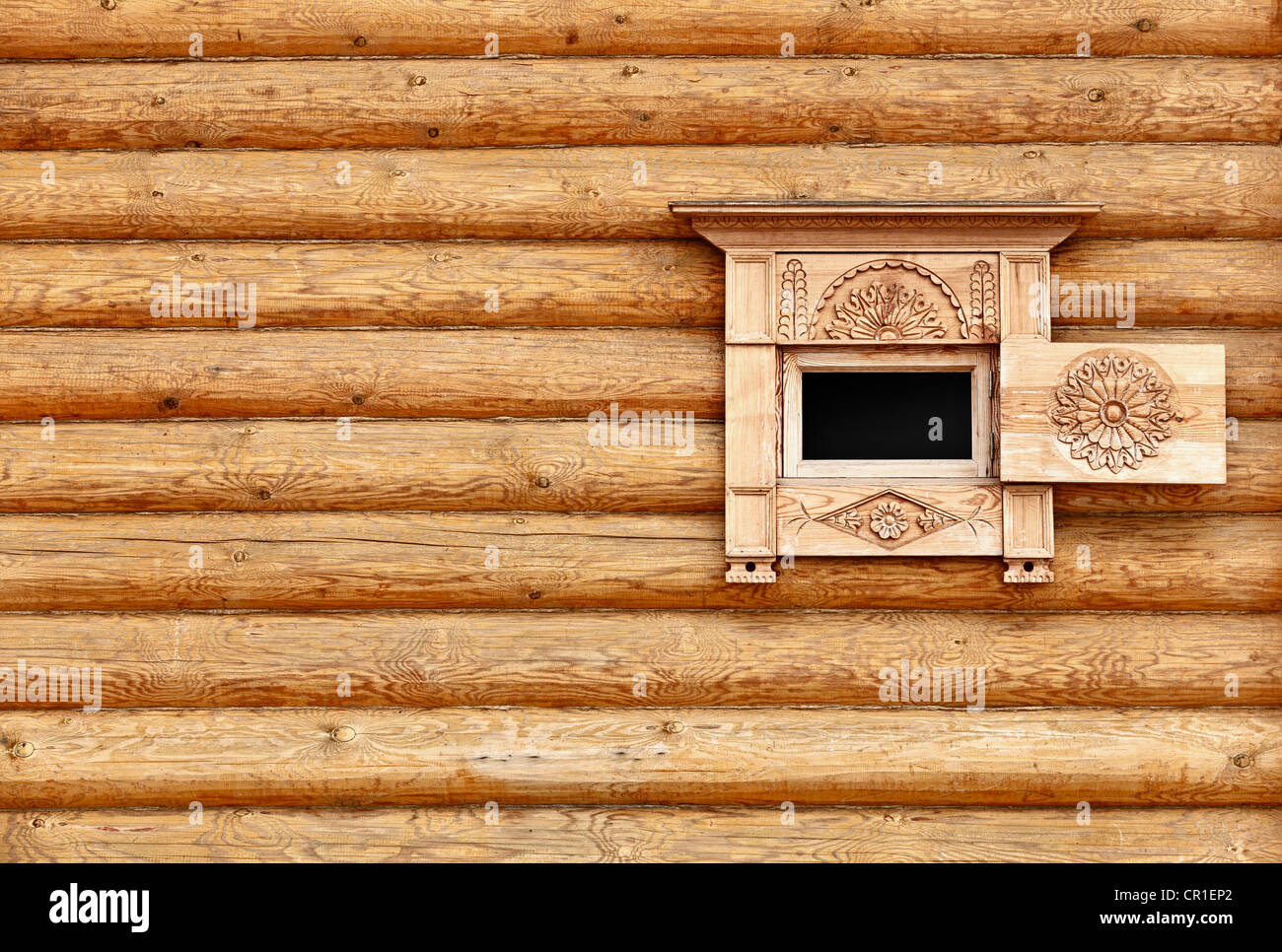 Vintage wooden wall with small window - the background Stock Photo - Alamy