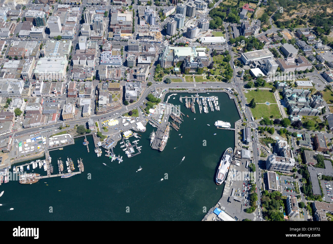 Aerial view of Victoria Harbour, Victoria, Vancouver Island, British Columbia, Canada Stock Photo