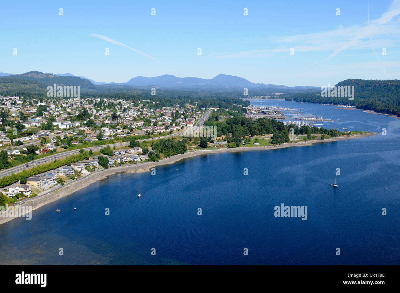 Aerial view of Ladysmith Harbour, Vancouver Island, British Columbia