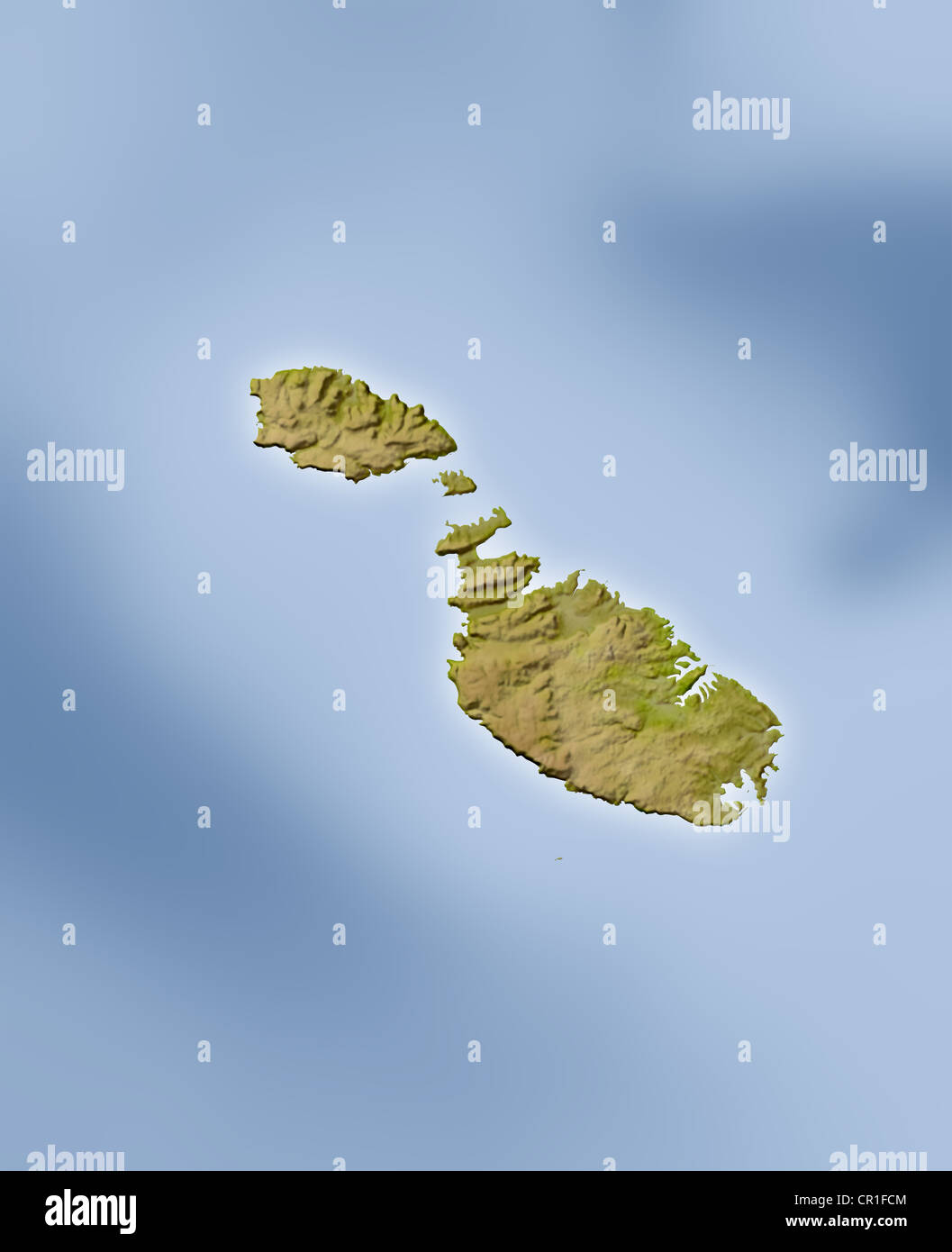 Malta, shaded relief map. Stock Photo