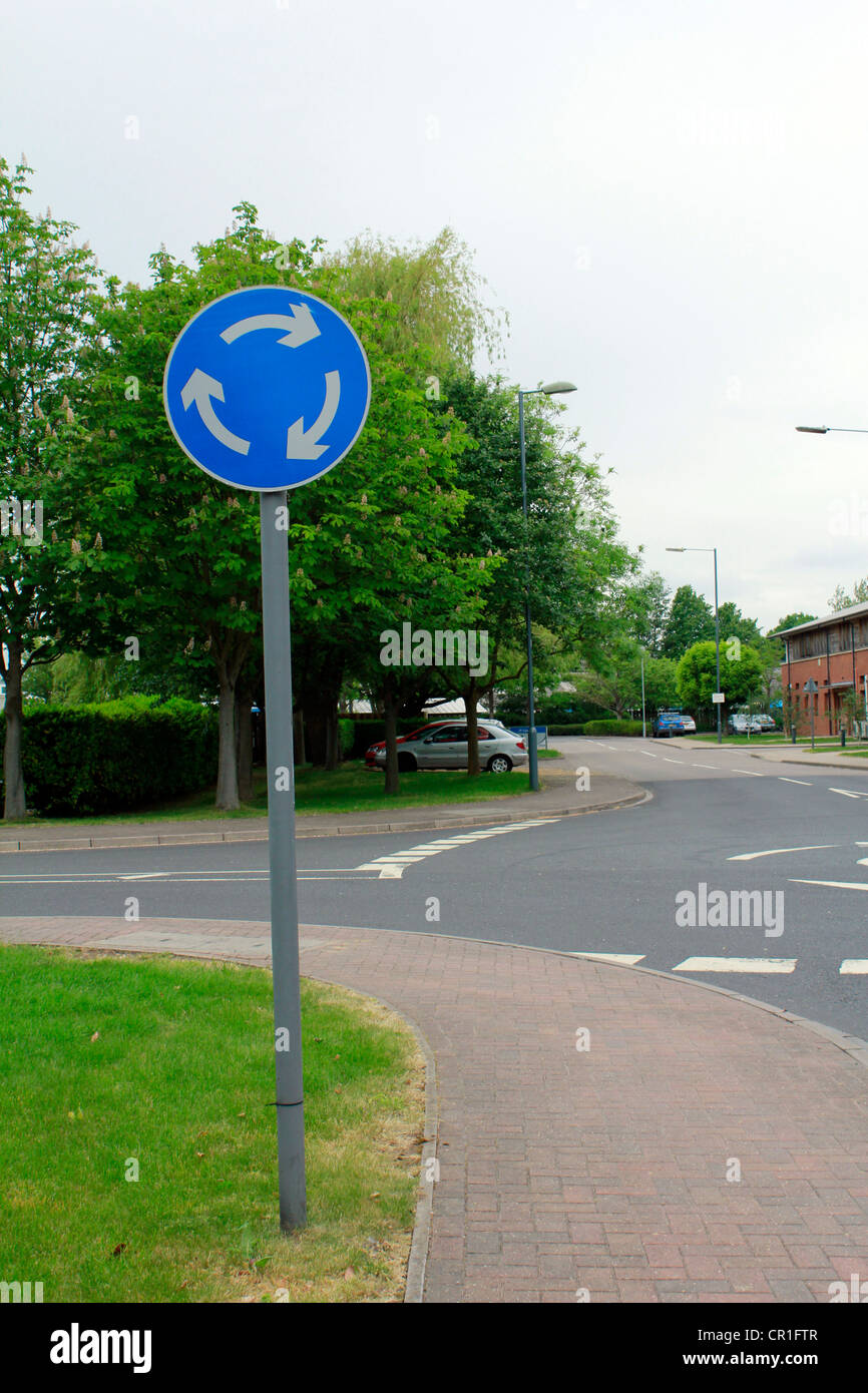 blue round about sign Stock Photo - Alamy