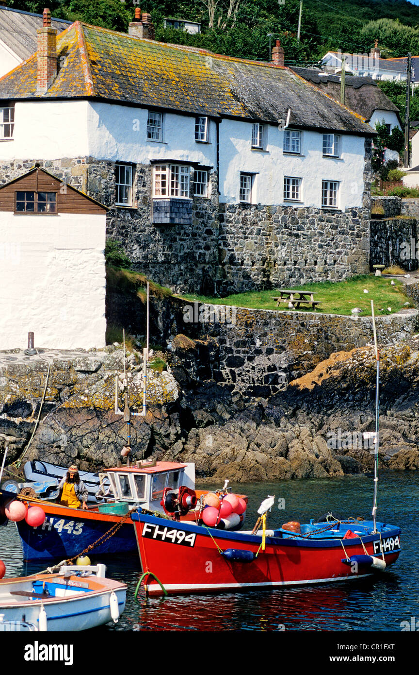 United Kingdom, Cornwall, Coverack, fishing harbour Stock Photo