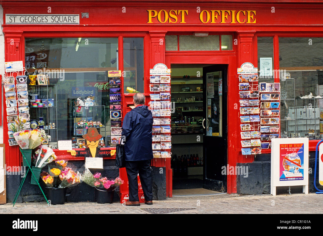 United Kingdom, Cornwall, Megavissey, Post Office at the fishing harbour Stock Photo