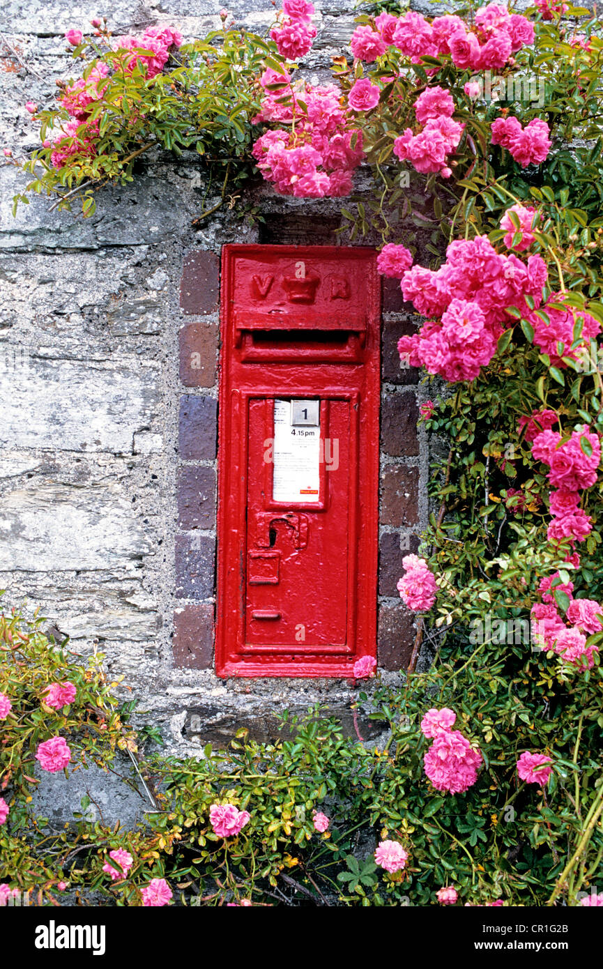 United Kingdom, Cornwall, Portloe, mailbox Stock Photo