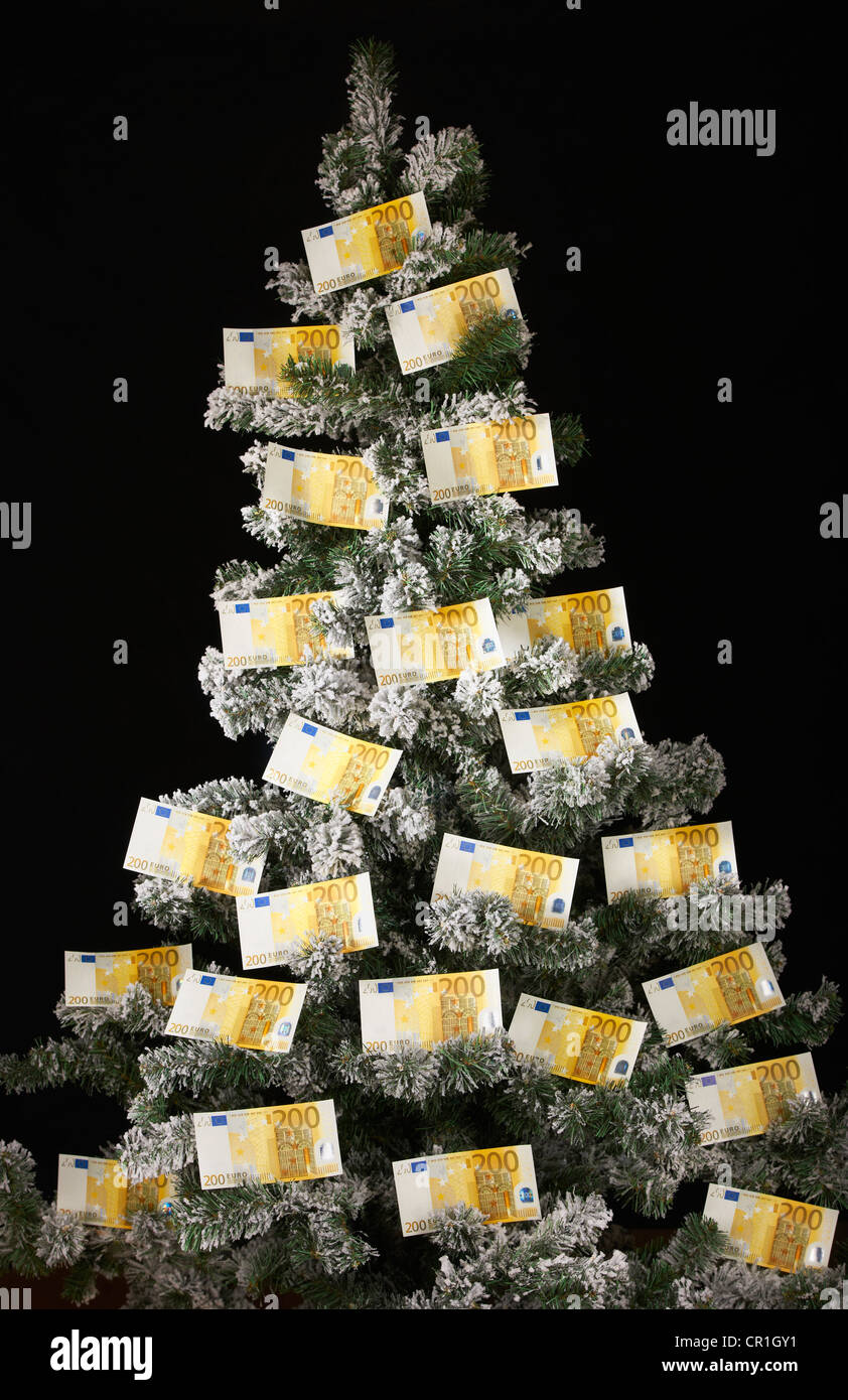 Euro bills on Christmas tree Stock Photo Alamy