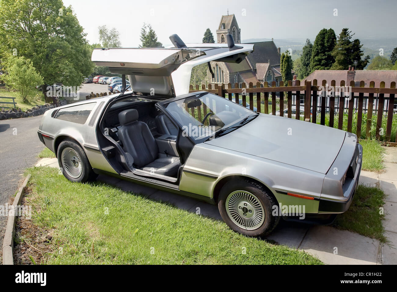 The DeLorean DMC-12 from the early 1980's made famous in the film 'back to the future'. Stock Photo