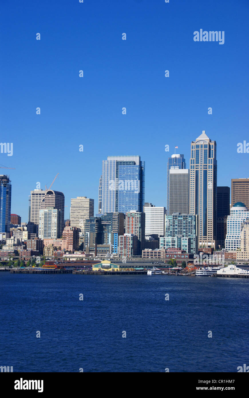 Seattle waterfront skyline, Puget Sound, Pacific Northwest Stock Photo