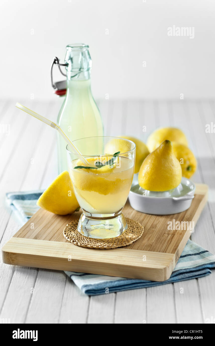 Home made lemonade Lemon squash Stock Photo
