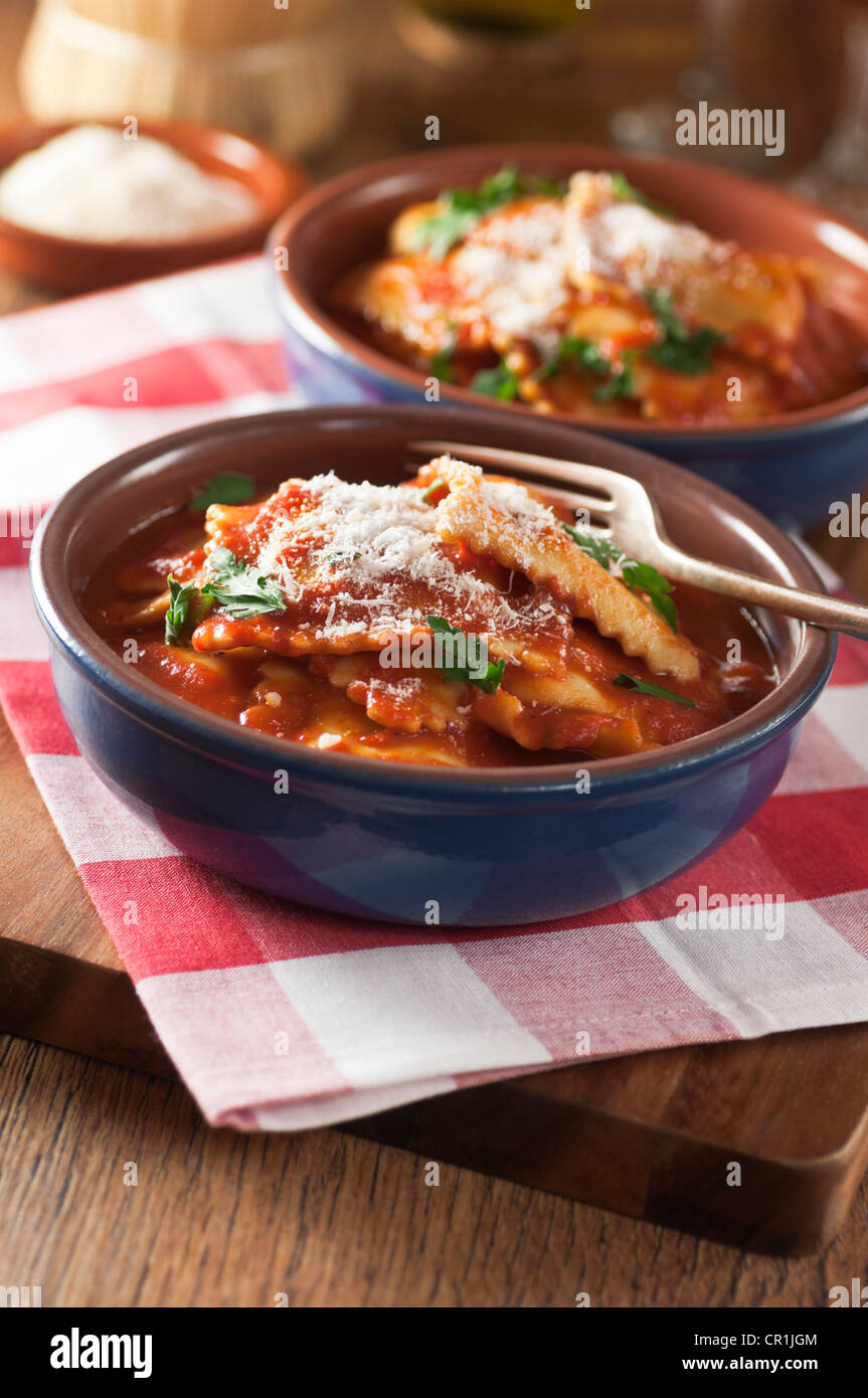 Ravioli in tomato sauce. Italian food Stock Photo