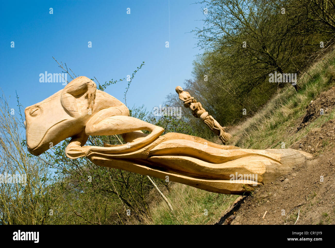 Frog sculpture at the London 2012 Olympic white water centre, Lea Valley, England Stock Photo