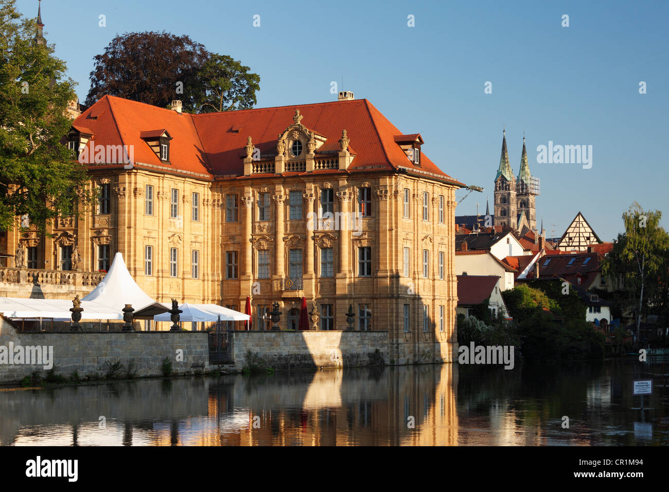 Villa Concordia, Bamberg Cathedral, Regnitz, Bamberg, Upper Franconia, Franconia, Bavaria, Germany, Europe, PublicGround Stock Photo