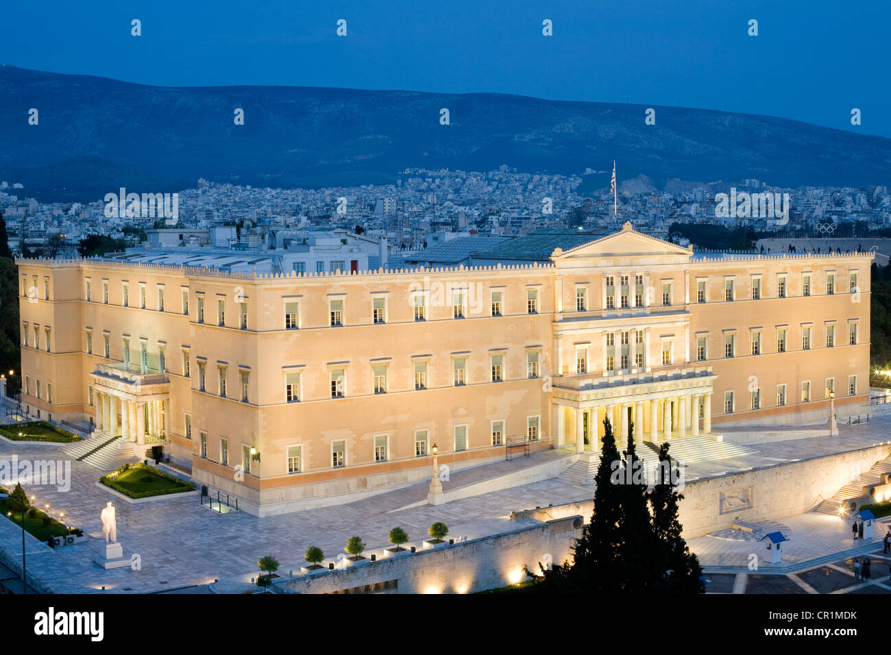 Greece, Attica, Athens, view from the Hotel Grande Bretagne terrace on the Parliament settled in the former King Othon I's Stock Photo