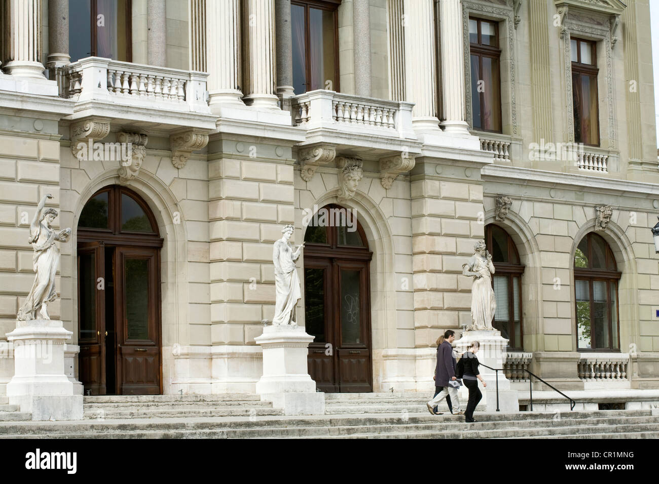 Switzerland, Geneva, Place neuve, Grand Opera, facade of Second Empire style Stock Photo