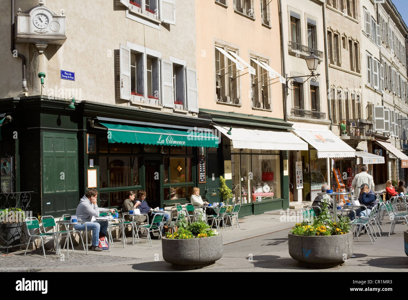 The Clemence Restaurant, Boug de Four Square, Geneva, Switzerland, Europe  Stock Photo - Alamy