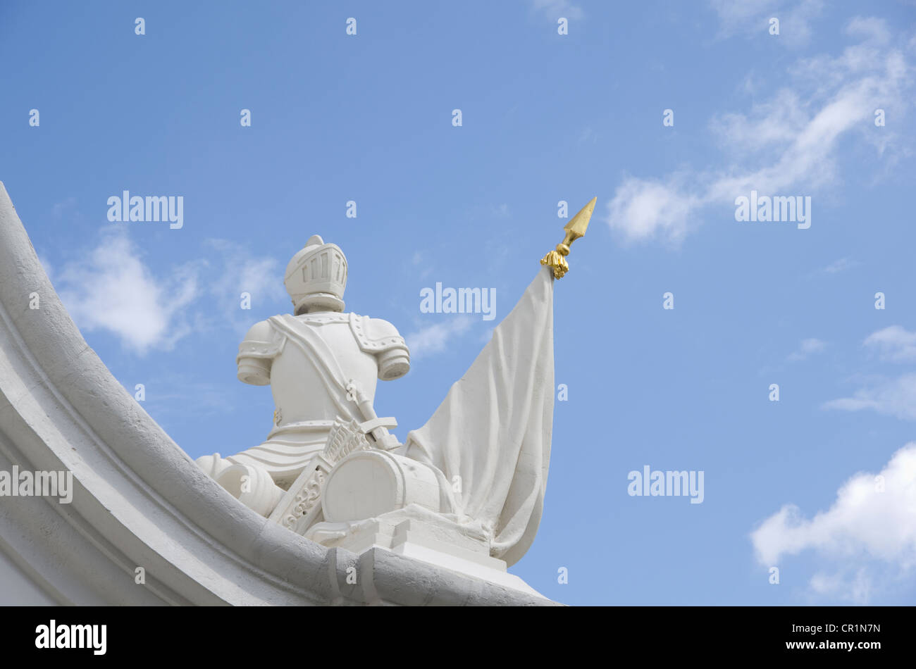 Side gate to the forecourt of the castle with statues, renovated Castle of Bratislava, Slovakia, Europe Stock Photo