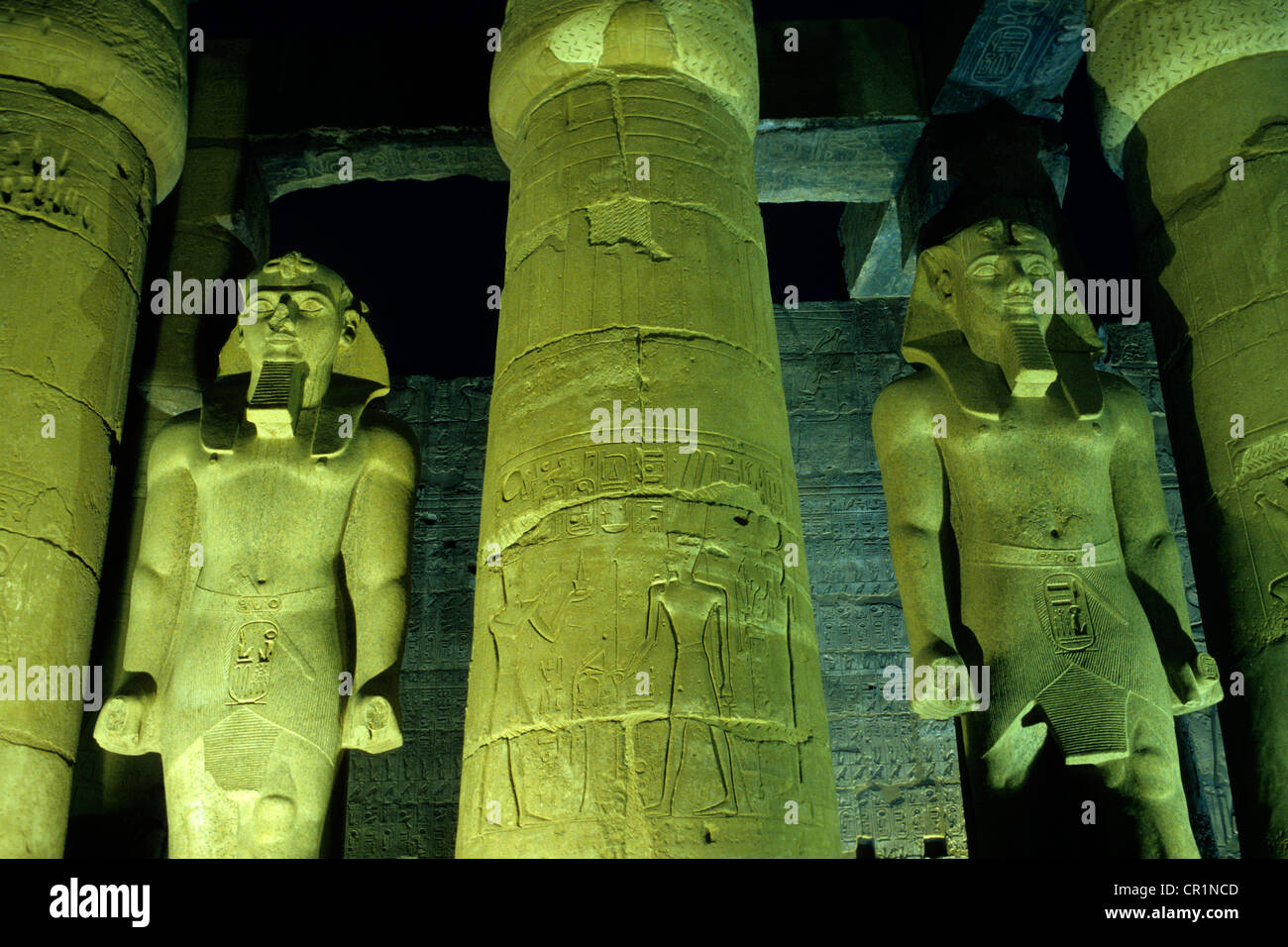 Egypt, Upper Egypt, Nile Valley, Luxor Temple UNESCO World Heritage, statues of Ramses Stock