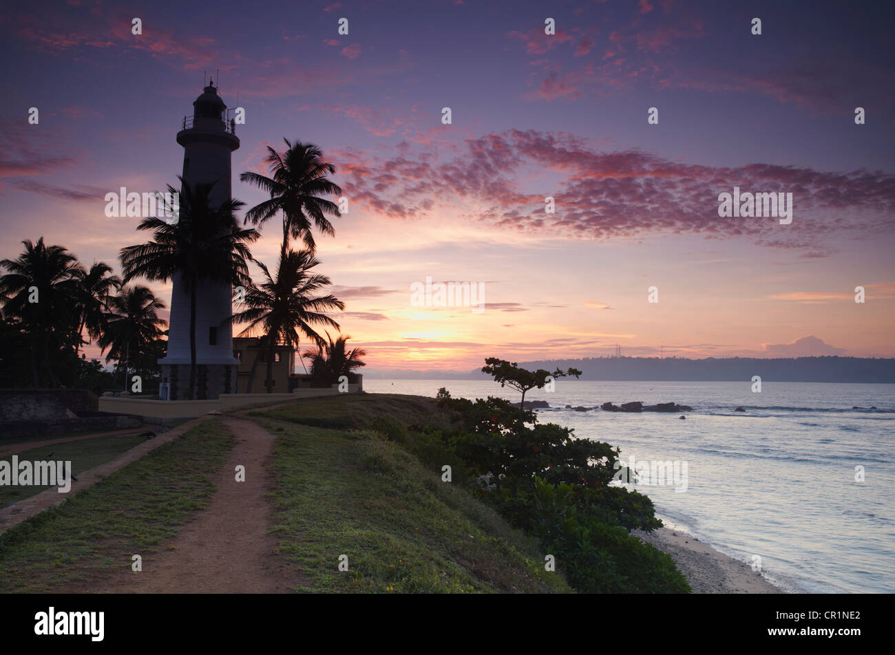 Lighthouse in the Fort at dawn, Galle, Southern Province, Sri Lanka Stock Photo