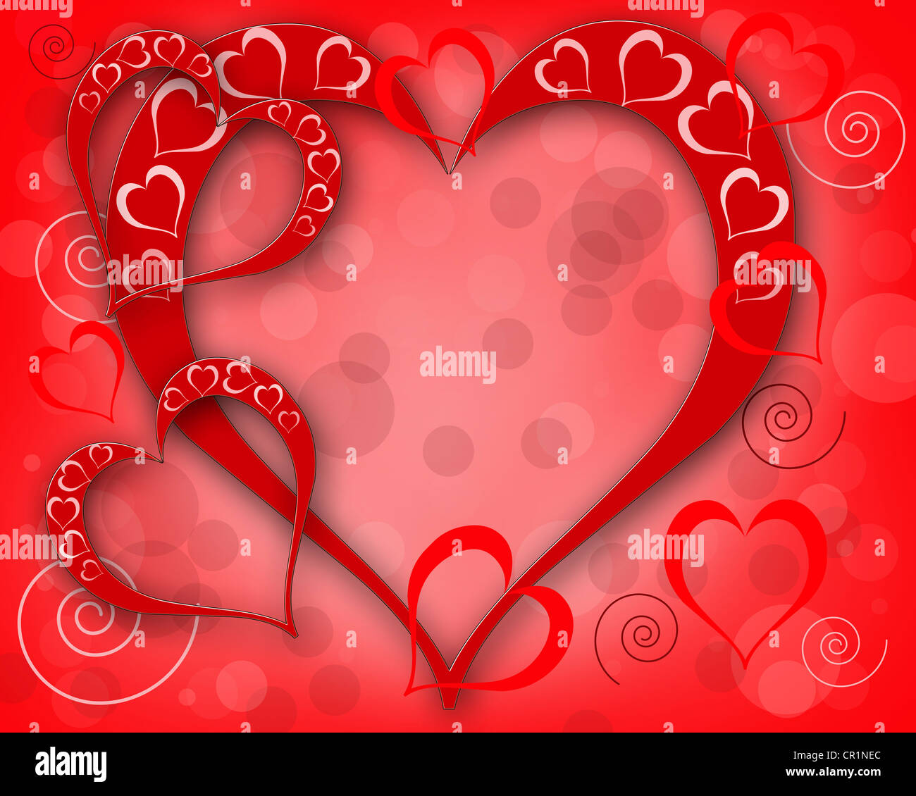 Illustration with hearts, Valentine's Day card Stock Photo - Alamy