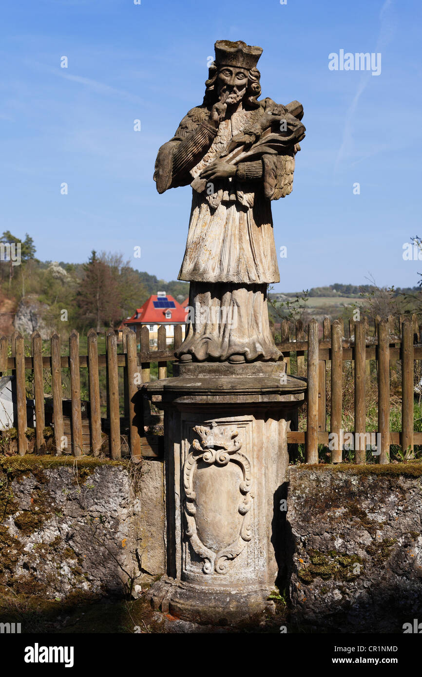 Saint John of Nepomuk, Waischenfeld, Little Switzerland, Upper Franconia, Franconia, Bavaria, Germany, Europe Stock Photo