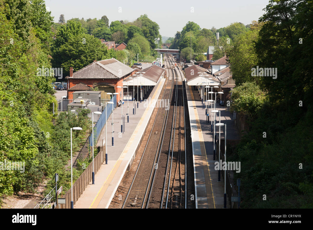 Winchester railway station and tracks Stock Photo
