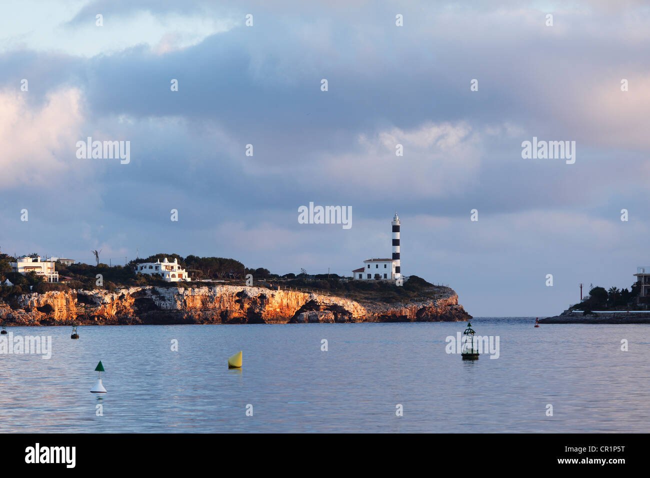 Lighthouse, Porto Colom, Majorca, Balearic Islands, Spain, Europe Stock Photo