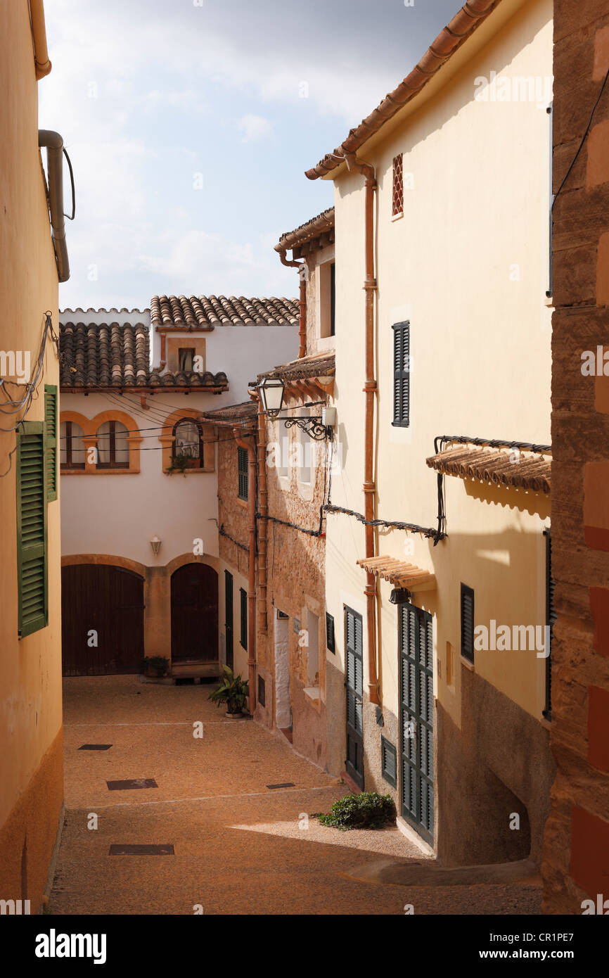 Lane in old town of Capdepera, Majorca, Balearic Islands, Spain, Europe Stock Photo