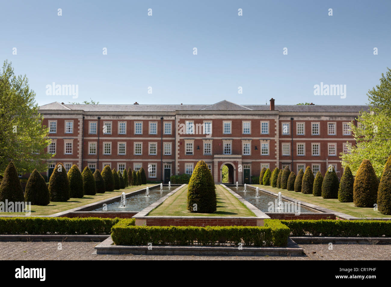 The Formal Gardens and fountain in Peninsula Square Winchester Stock