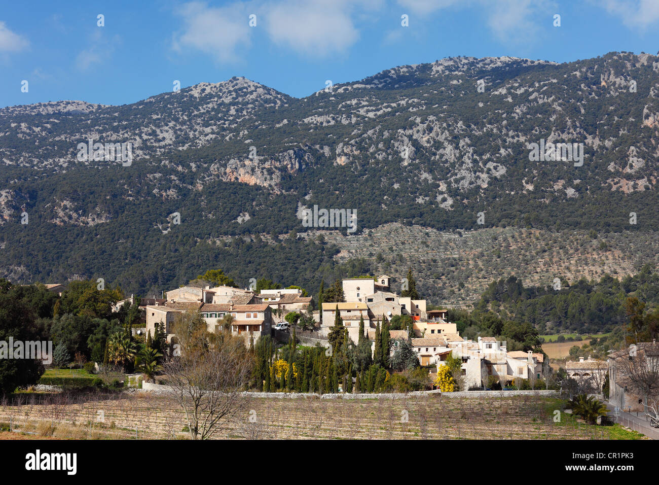 Orient village, Serra de Tramuntana mountain range, Majorca, Mallorca, Balearic Islands, Spain, Europe Stock Photo