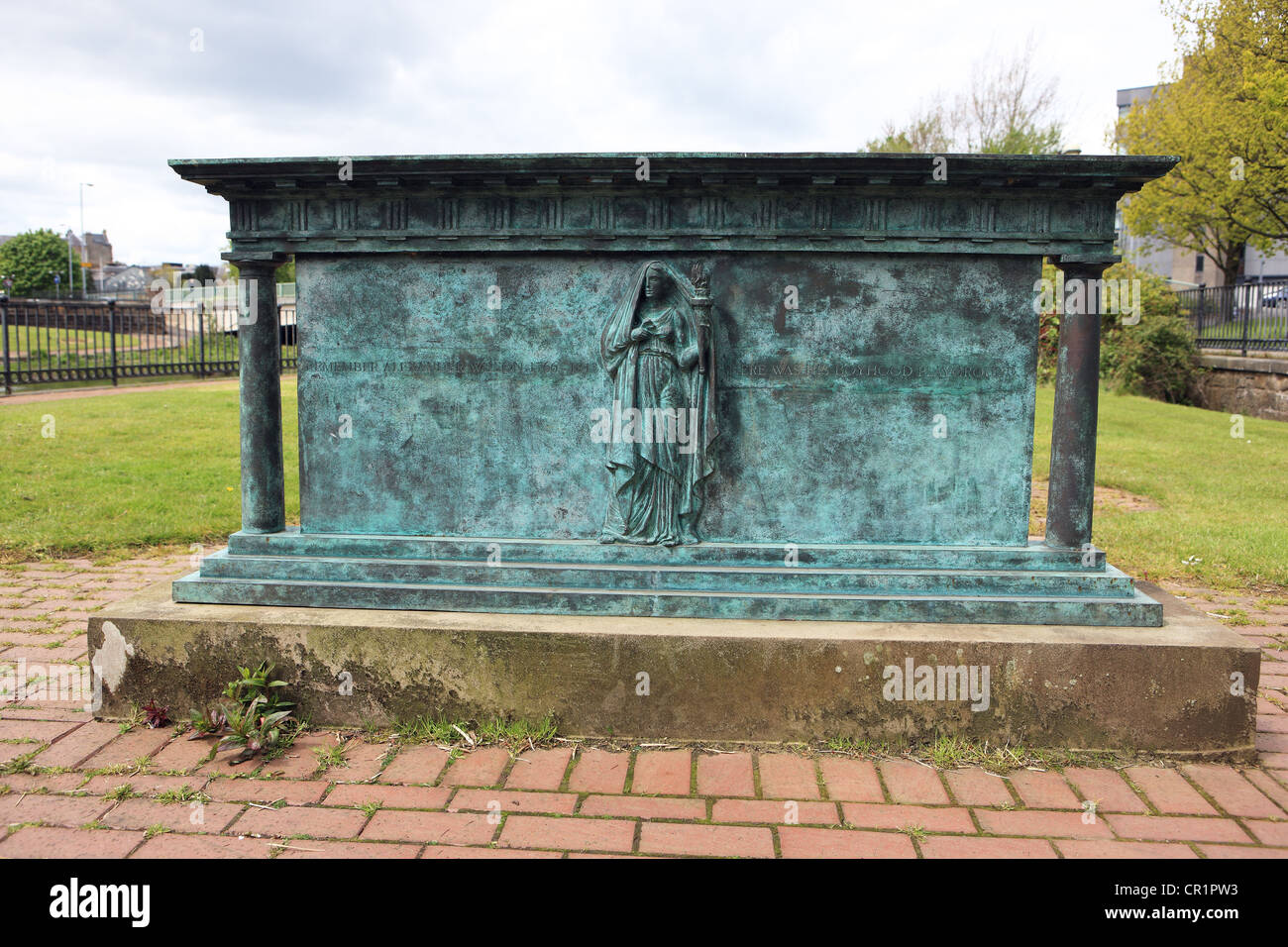 Bronze memorial to Alexander Wilson the Scottish American ornithologist who was born in Paisley Stock Photo