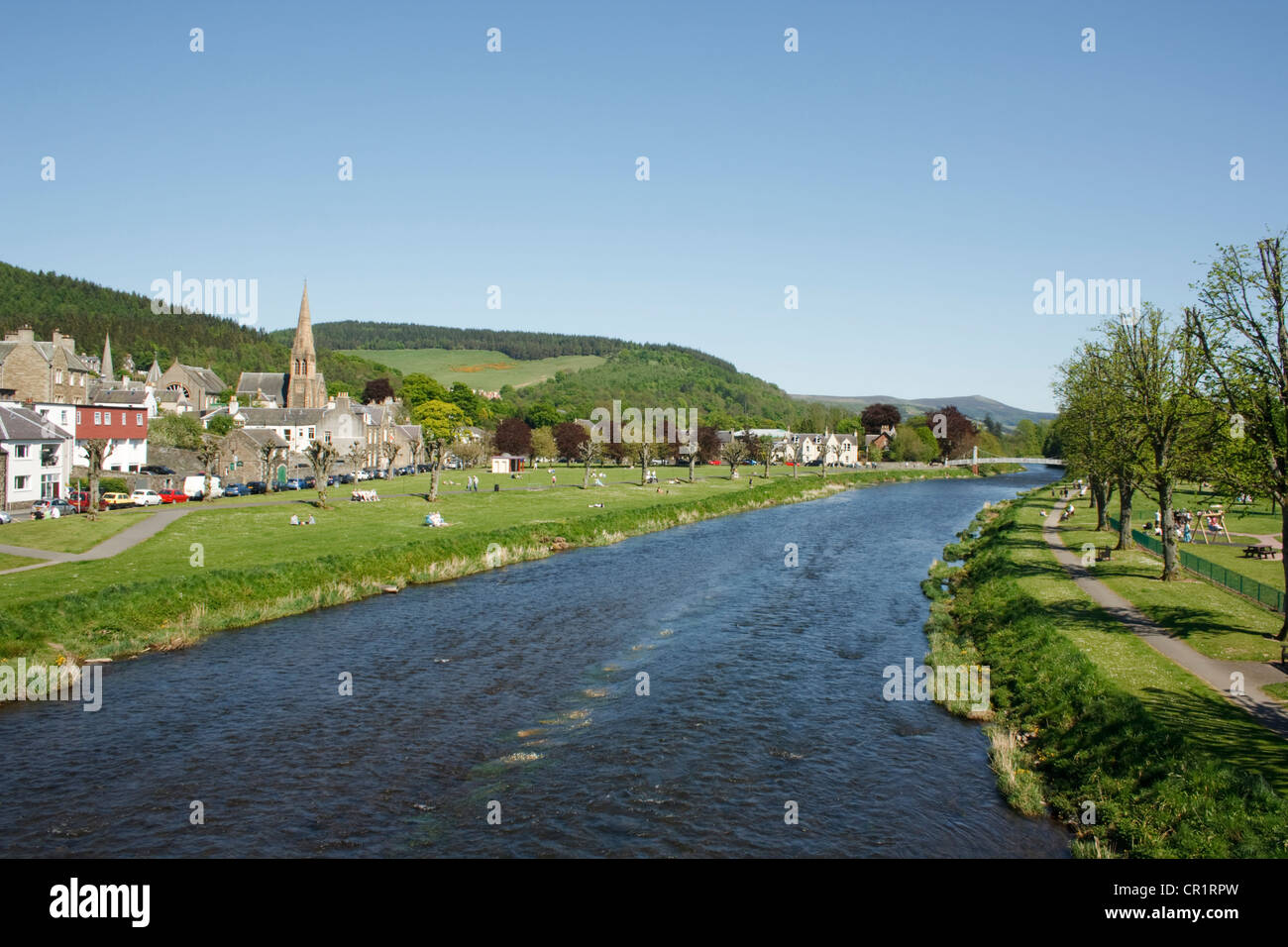 The River Tweed as it runs by Tweed Green, Peebles, in the Scottish