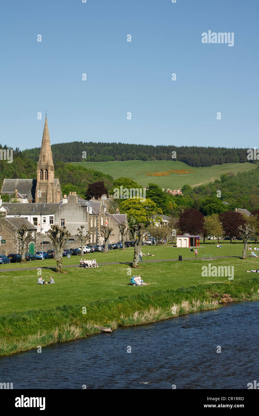 The River Tweed as it runs by Tweed Green, Peebles, in the Scottish