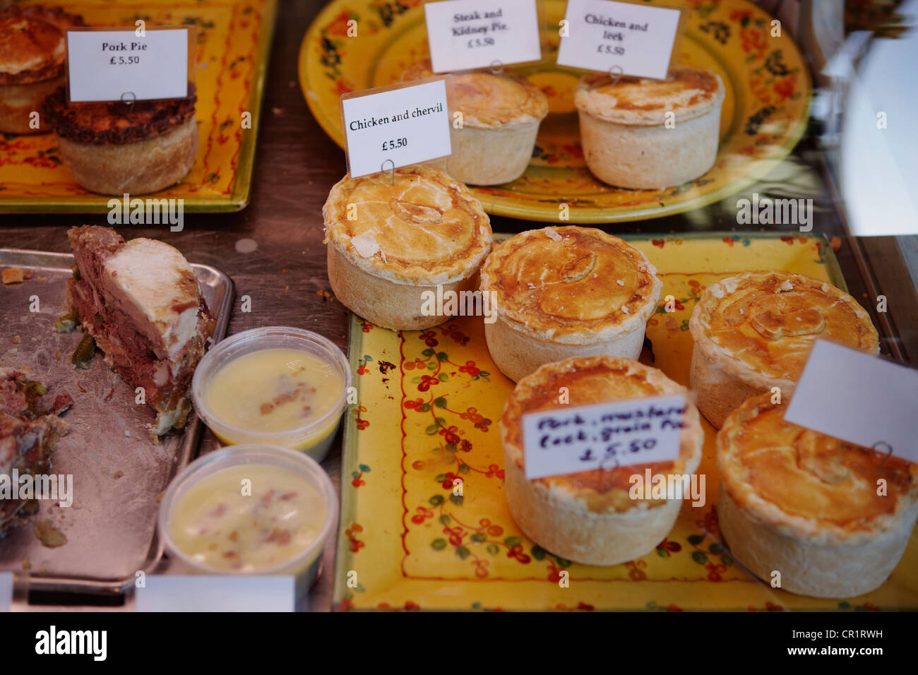 Fresh pastries and pies for sale Stock Photo