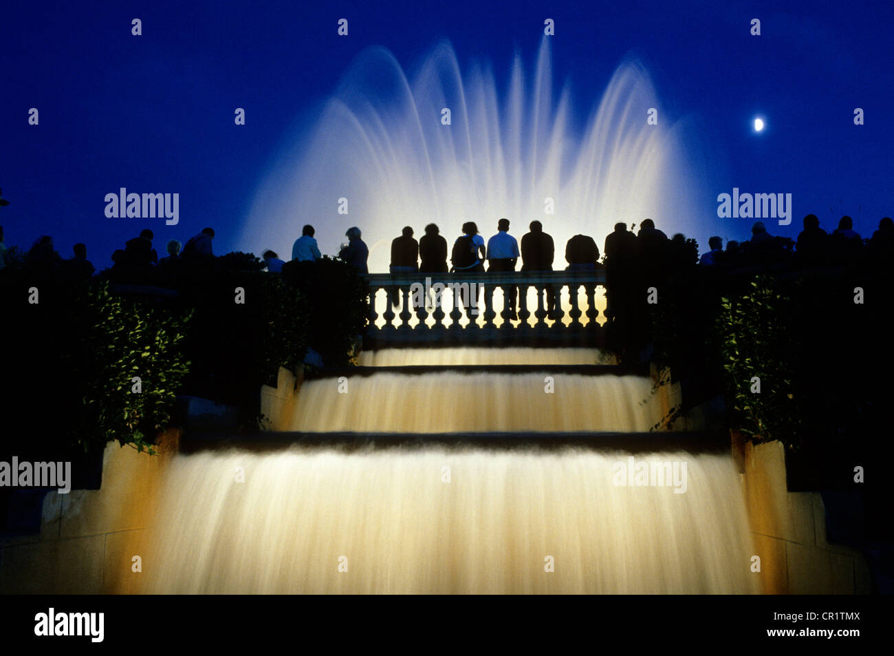 Spain, Catalonia, Barcelona, Font Magica Son et Lumiere display down to the Monjuic Hill Stock Photo