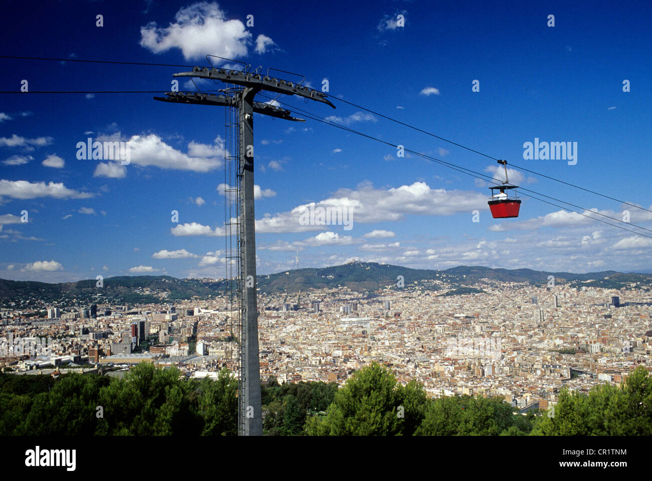 Montjuic Cable Car Panorama Barcelona High Resolution Stock Photography ...