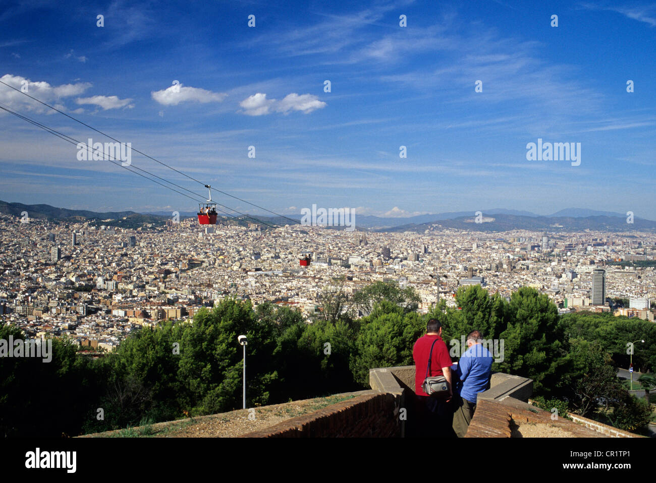 Montjuic Cable Car Panorama Barcelona High Resolution Stock Photography ...