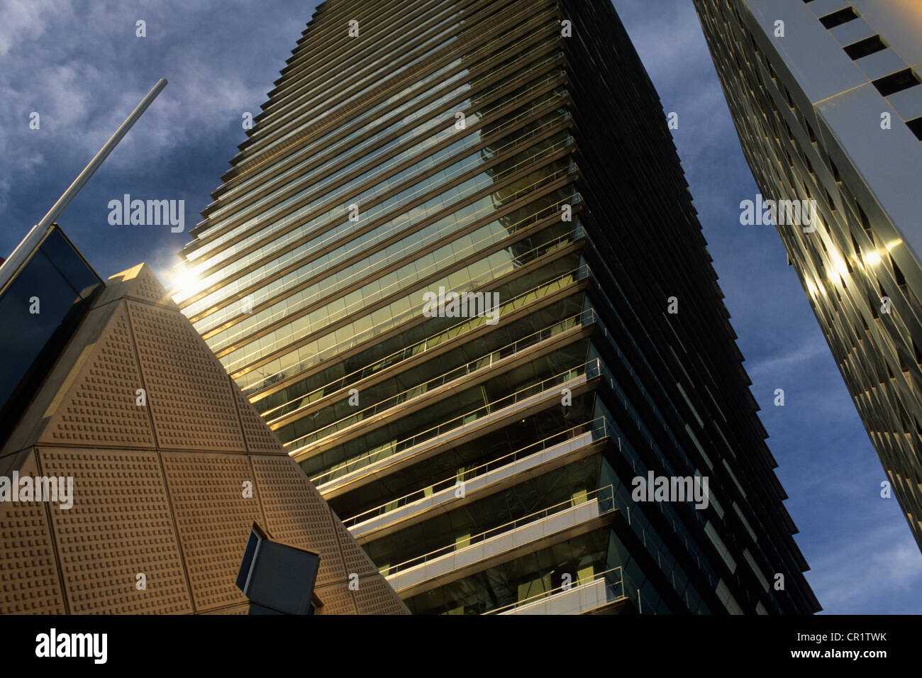 Spain, Catalonia, Barcelona, Mapfre Tower in the district of the Olympic village Stock Photo